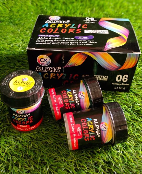 6 Pack 40 ML Alpha Acrylic Color Basic Shades