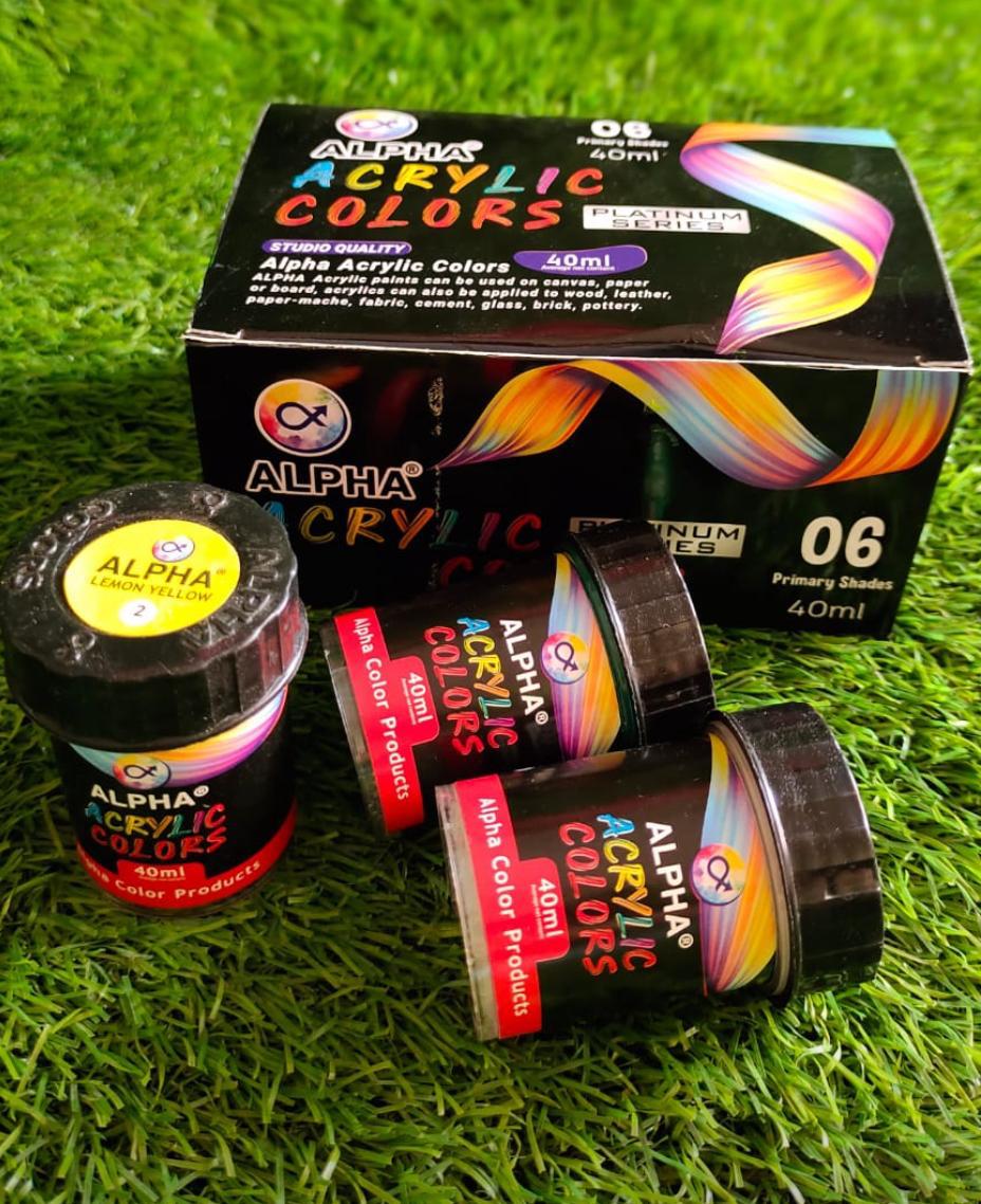 6 Pack 40 ML Alpha Acrylic Color Basic Shades