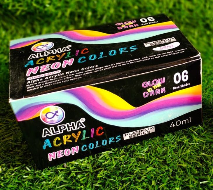 6 Pack 40 ML Alpha Acrylic Neon Colors
